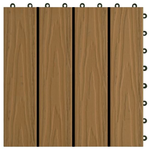 vidaXL 11 pcs Decking Tiles Deep Embossed WPC 11.8"x11.8" 1 sqm Teak Color