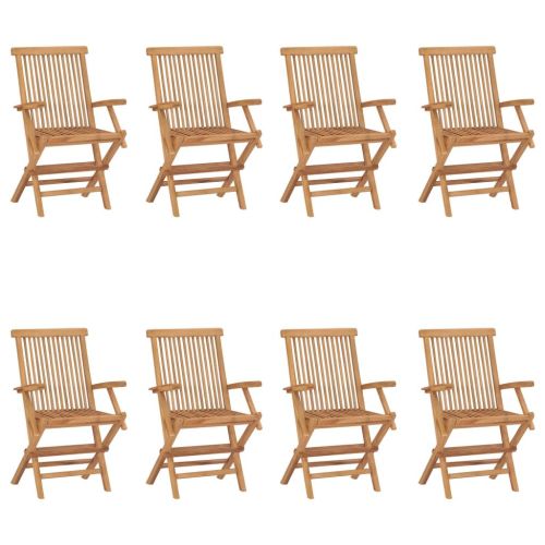 Folding Patio Chairs 8 pcs Solid Teak Wood