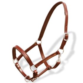 Headcollar Stable Halter Real Leather Adjustable Brown Cob