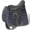 Horse Riding Saddle Set 17.5" Real leather Black 4.7" 5-in-1
