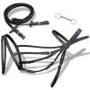 Flash Bridle with Reins and Bit Leather Black Cob