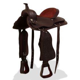 Western Saddle; Headstall&Breast Collar Real Leather 16" Brown