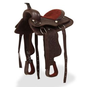 Western Saddle; Headstall&Breast Collar Real Leather 13" Brown