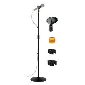 5 Core Mic Stand, Universal Microphone Stand Boom Mic Stand with Weighted Round Base, Height Adjustable Stand with Cable Management Clip- MS RBL