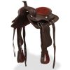 Western Saddle; Headstall&Breast Collar Real Leather 12" Brown