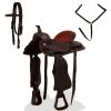 Western Saddle; Headstall&Breast Collar Real Leather 16" Brown