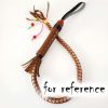 Brown and White Faux Leather Handicraft Riding Crop Braided Horse Whip Dance Props, 70cm