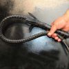 Black Horse Riding Crop Long Braided Whip Riding Crop,70 cm
