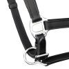 Headcollar Stable Halter Real Leather Adjustable Black Full