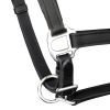 Headcollar Stable Halter Real Leather Adjustable Black Cob