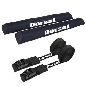 DORSAL Aero Roof Rack Pads with 15 ft Surf Straps for Car Surfboard Kayak SUP Long (Color: black, size: 34")