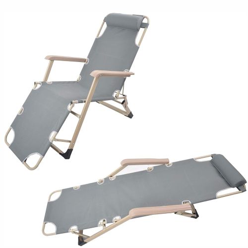 Set of 2 Outdoor Reclining Lawn Chairs Adjustable Folding Patio Recliners with Pillow 70"L for Pool Lawn Beach Set of 2 Outdoor Reclining Lawn Chairs Adjustable Folding Patio Recliners with Pillow 70"L for Pool Lawn Beach