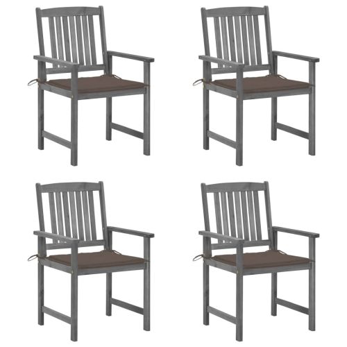 Patio Chairs with Cushions 4 pcs Gray Solid Acacia Wood