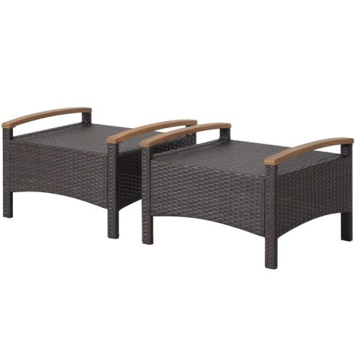 Set of 2 Fade-Resistant Wicker Patio Ottoman