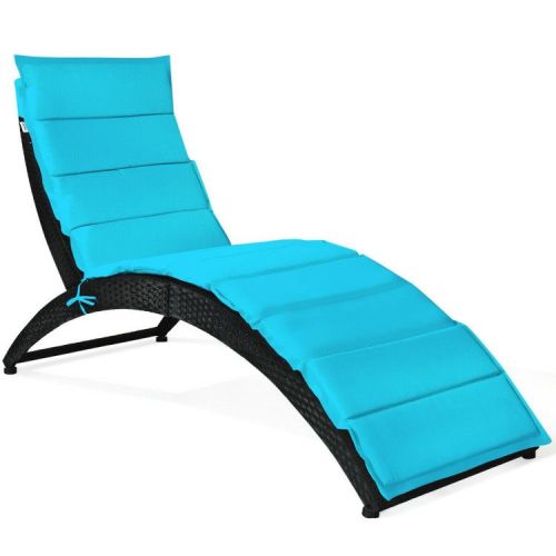 Foldable Patio Lounge Chair with Cushion for Backyard